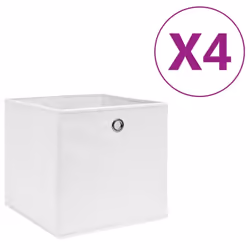 vidaXL 4x Storage Boxes Non-woven Fabric White Organiser Cube Basket Container