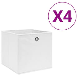 vidaXL 4x Storage Boxes Non-woven Fabric White Organiser Cube Basket Container