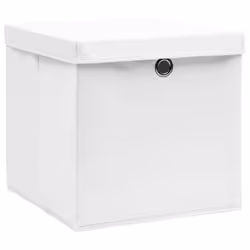 vidaXL 4x Storage Boxes with Covers White Organiser Chest Basket Container