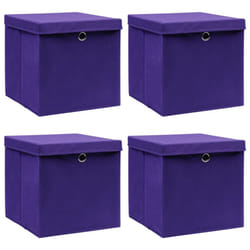 vidaXL 4x Storage Boxes with Covers Purple Home Storage Chest Pack Box Set
