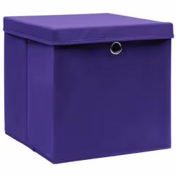 vidaXL 4x Storage Boxes with Covers Purple Home Storage Chest Pack Box Set