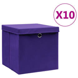 vidaXL 10x Storage Boxes with Covers Purple Home Storage Chest Pack Box Set