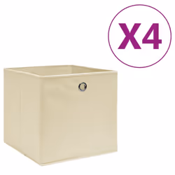 vidaXL 4x Storage Boxes Non-woven Fabric Cream Organiser Cube Basket Container