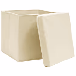 vidaXL Storage Boxes Organiser Cube Basket Container Pack Box Storage Chest - cream with lids, 4 pcs