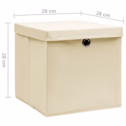 vidaXL Storage Boxes Organiser Cube Basket Container Pack Box Storage Chest - cream with lids, 4 pcs