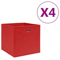 vidaXL 4x Storage Boxes Non-woven Fabric Red Organiser Cube Basket Container