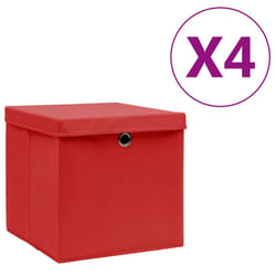 vidaXL Storage Boxes Organiser Cube Basket Container Pack Box Storage Chest - red with lids, 4 pcs