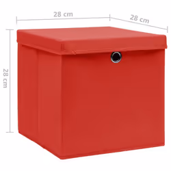 vidaXL Storage Boxes Organiser Cube Basket Container Pack Box Storage Chest - red with lids, 4 pcs - Additional view 5