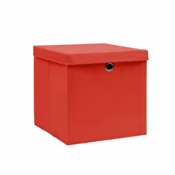 vidaXL 10x Storage Boxes with Covers Red Organiser Chest Basket Container