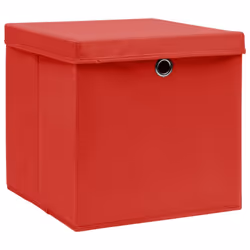 vidaXL 10x Storage Boxes with Covers Red Organiser Chest Basket Container