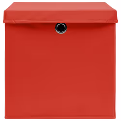 vidaXL 10x Storage Boxes with Covers Red Organiser Chest Basket Container - Additional view 4