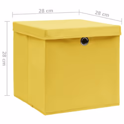 vidaXL 4x Storage Boxes with Covers Yellow Organiser Chest Basket Container