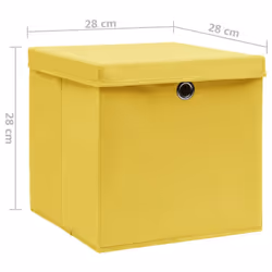 vidaXL 10x Storage Boxes with Covers Yellow Organiser Chest Basket Container - Additional view 5
