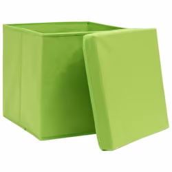vidaXL Storage Boxes Organiser Cube Basket Container Pack Box Storage Chest - green with lids, 4 pcs - Additional view 2