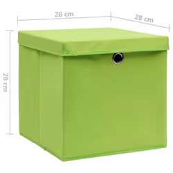 vidaXL Storage Boxes Organiser Cube Basket Container Pack Box Storage Chest - green with lids, 4 pcs - Additional view 3