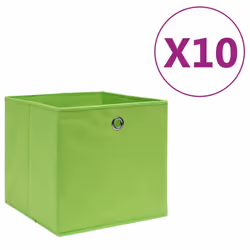 vidaXL 10x Storage Boxes Non-woven Fabric Green Organiser Basket Container