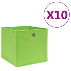 vidaXL 10x Storage Boxes Non-woven Fabric Green Organiser Basket Container