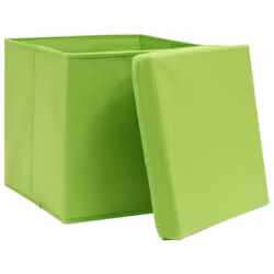 vidaXL 10x Storage Boxes with Covers Green Organiser Chest Basket Container