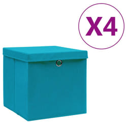 vidaXL Storage Boxes Organiser Cube Basket Container Pack Box Storage Chest - baby blue with lids, 4 pcs