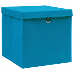 vidaXL Storage Boxes Organiser Cube Basket Container Pack Box Storage Chest - baby blue with lids, 4 pcs - Additional view 2