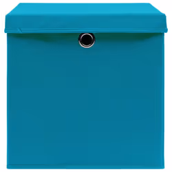 vidaXL Storage Boxes Organiser Cube Basket Container Pack Box Storage Chest - baby blue with lids, 4 pcs - Additional view 4