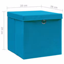 vidaXL Storage Boxes Organiser Cube Basket Container Pack Box Storage Chest - baby blue with lids, 4 pcs - Additional view 6