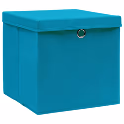 vidaXL 10x Storage Boxes with Covers Baby Blue Organiser Cube Basket Container