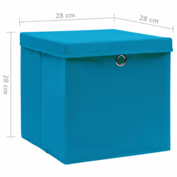 vidaXL 10x Storage Boxes with Covers Baby Blue Organiser Cube Basket Container