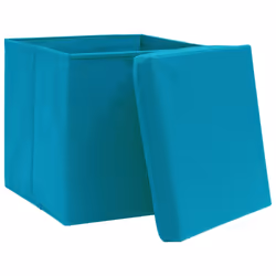 vidaXL 10x Storage Boxes with Covers Baby Blue Organiser Cube Basket Container - Additional view 4