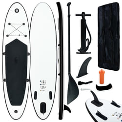vidaXL Inflatable Stand Up Paddle Board Set SUP Surfboard Black and White