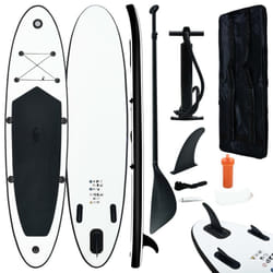 vidaXL Inflatable Stand Up Paddle Board Set SUP Surfboard Black and White