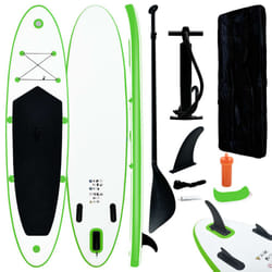 vidaXL Inflatable Stand Up Paddle Board Set SUP Surfboard Green and White