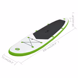 vidaXL Inflatable Stand Up Paddle Board Set SUP Surfboard Green and White