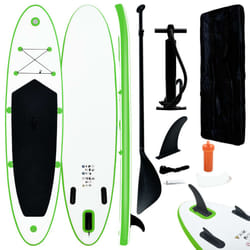 vidaXL Inflatable Stand Up Paddle Board Set SUP Surfboard Green and White