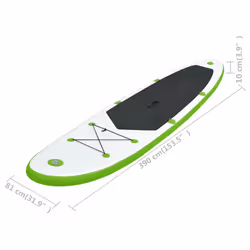 vidaXL Inflatable Stand Up Paddle Board Set SUP Surfboard Green and White