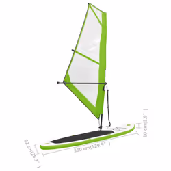 vidaXL Inflatable Stand Up Paddleboard with Sail Set Green and White SUP Board