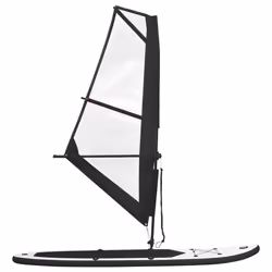 vidaXL Inflatable Stand Up Paddleboard with Sail Set Black and White SUP Board