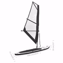 vidaXL Inflatable Stand Up Paddleboard with Sail Set Black and White SUP Board