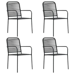 vidaXL 4x Garden Chairs Cotton Rope and Steel Black Outdoor Patio Armchair