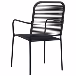 vidaXL 4x Garden Chairs Cotton Rope and Steel Black Outdoor Patio Armchair - Additional view 4