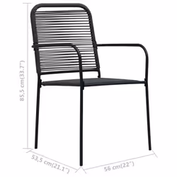 vidaXL 4x Garden Chairs Cotton Rope and Steel Black Outdoor Patio Armchair - Additional view 6