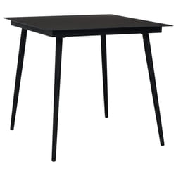 vidaXL Garden Dining Table Black 80cm Steel and Glass Outdoor Dinner Desk