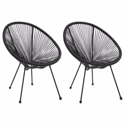 VidaXL 312164, Terrace, Polyvinyl chloride (PVC), Rattan, Steel, Black, 800 mm, 705 mm, 830 mm