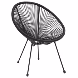 VidaXL 312164 outdoor chair Terrace Polyvinyl chloride (PVC), Rattan, Steel Black