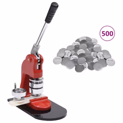 vidaXL Badge Button Maker with 500 pcs Pinback Button Parts Manual Machine