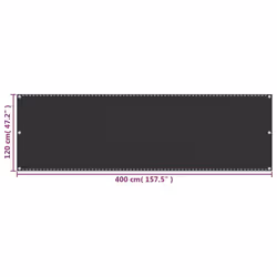 vidaXL Balcony Screen Anthracite 120x400 cm HDPE Outdoor Garden Sun Shelter - Additional view 4