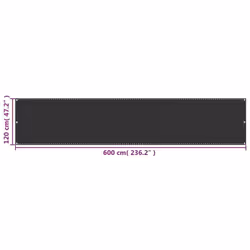 vidaXL Balcony Screen Anthracite HDPE Outdoor Garden Sunshade Privacy Screen - Additional view 4