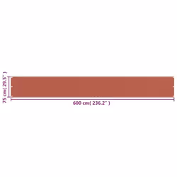 vidaXL Balcony Screen Terracotta 75x600 cm HDPE Outdoor Garden Sun Shelter - Additional view 4