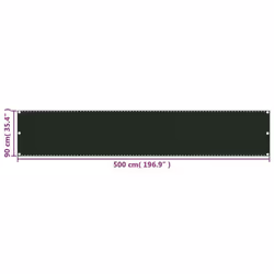vidaXL Balcony Screen Dark Green 90x500 cm HDPE Outdoor Garden Sun Shelter - Additional view 4