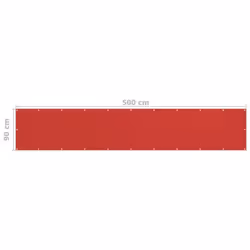 vidaXL Balcony Screen Red 90x500 cm HDPE Outdoor Privacy Protective Sunshade - Additional view 4